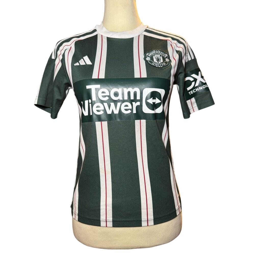Adidas Manchester United 2023/24 Third Jersey, Green Striped, Youth 11-12Y